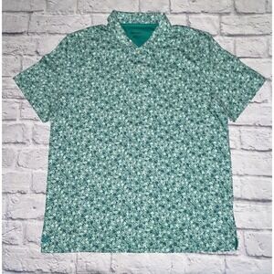 UNTUCKit Polo Shirt Mens M Green Paisley Short Sleeve Casual Golf Length